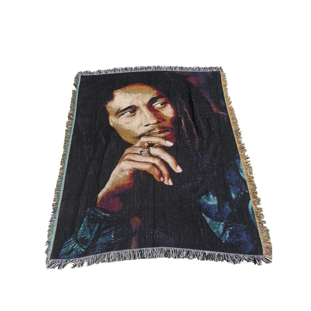 Vintage RARE 2006 BOB MARLEY Music Reggae Rastafarian woven BLANKET Tapestry
